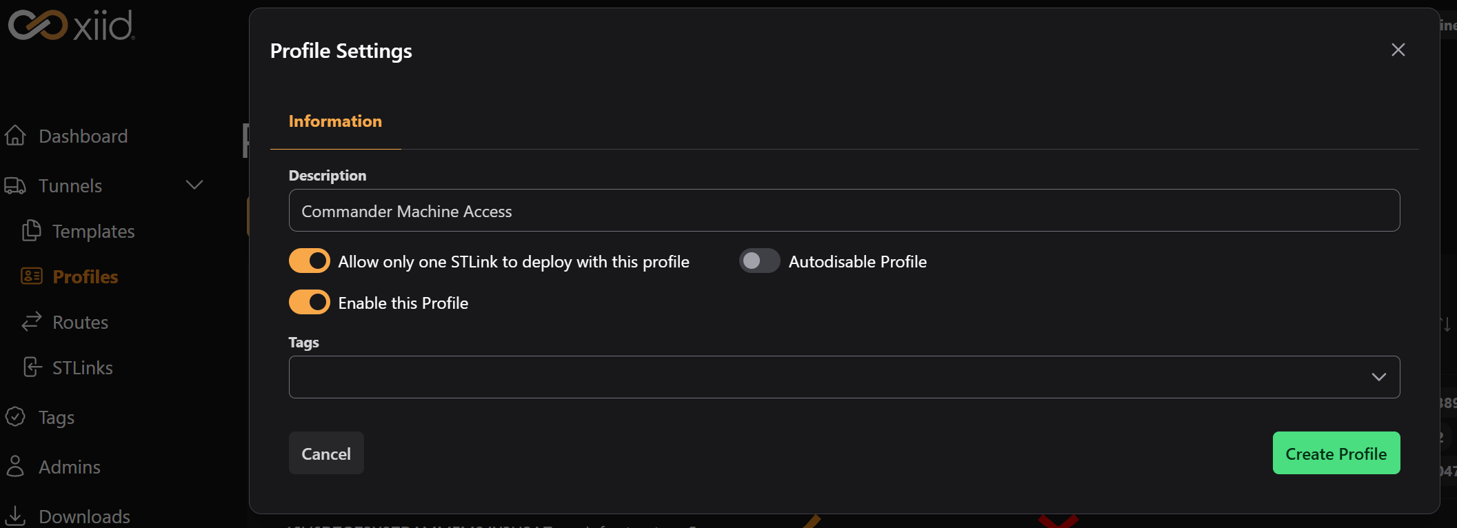 Create Profile Modal
