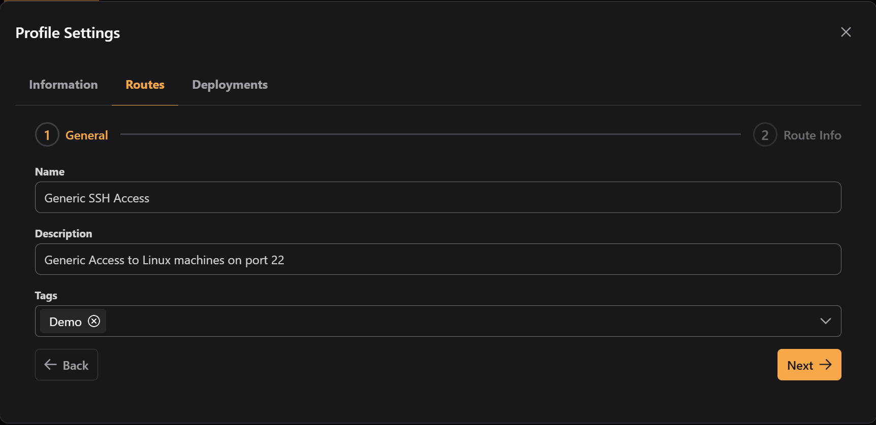 Create Profile Route Modal 1