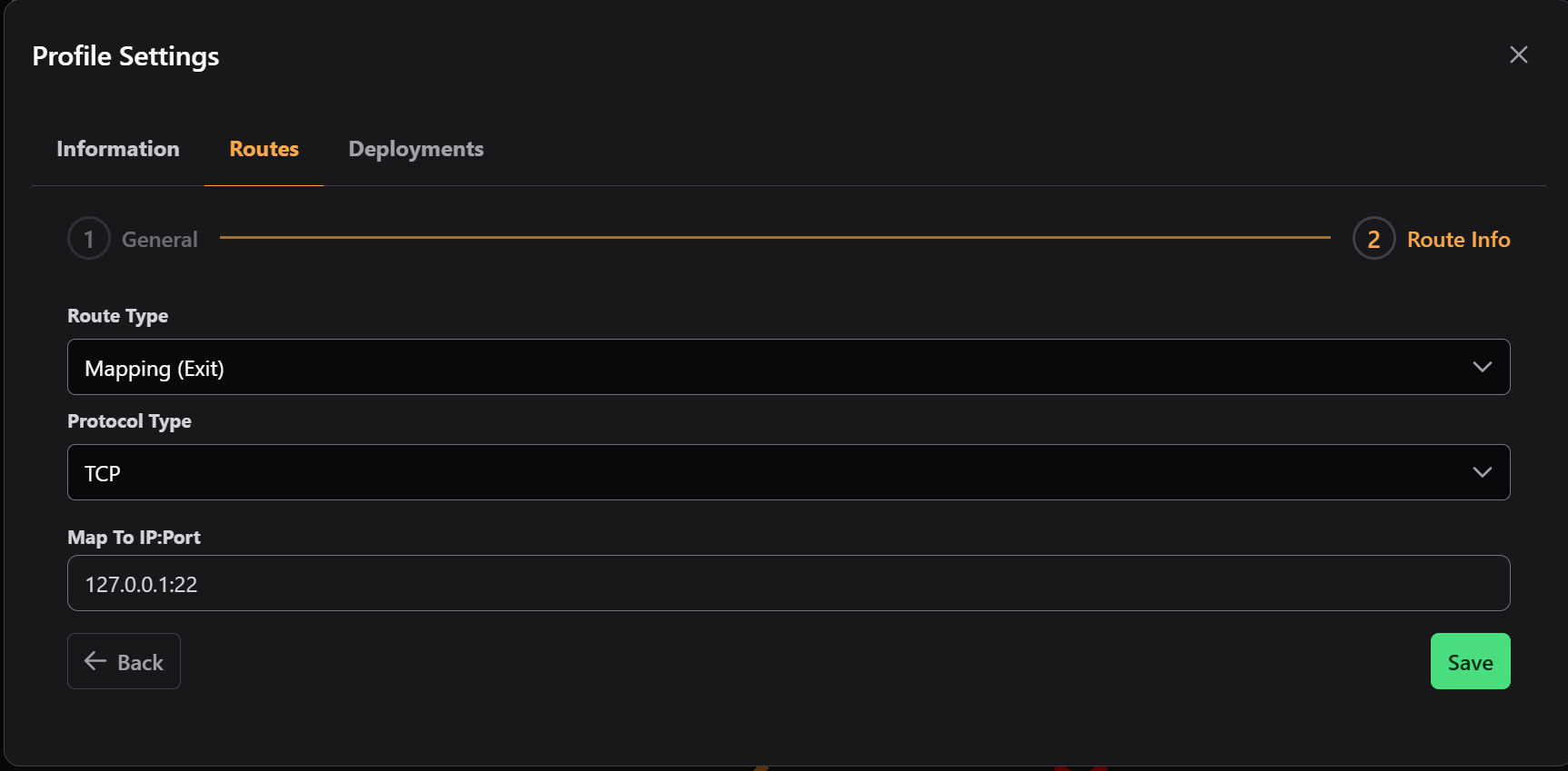 Create Profile Route Modal 2