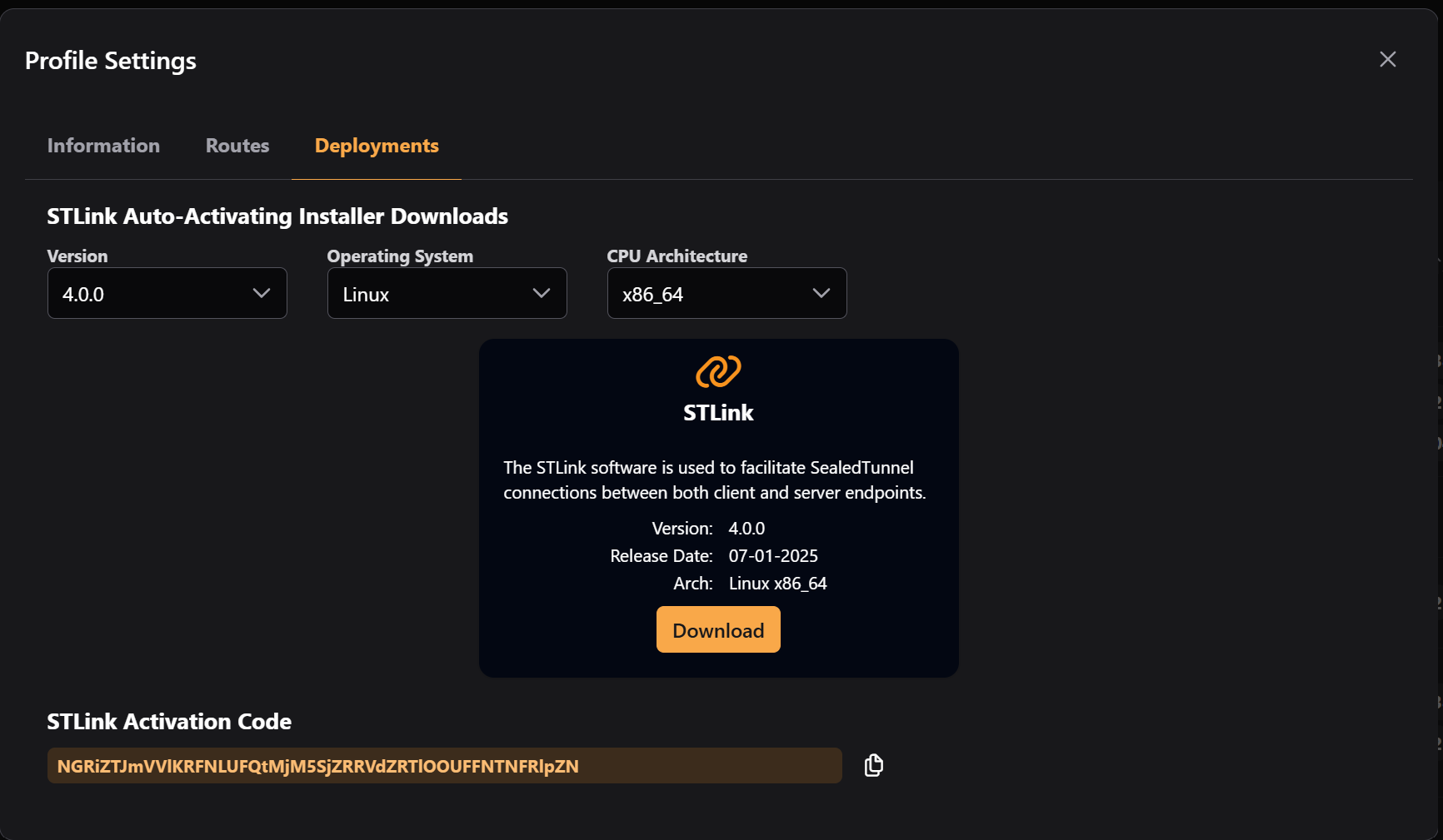 Profile Modal Deployments Tab
