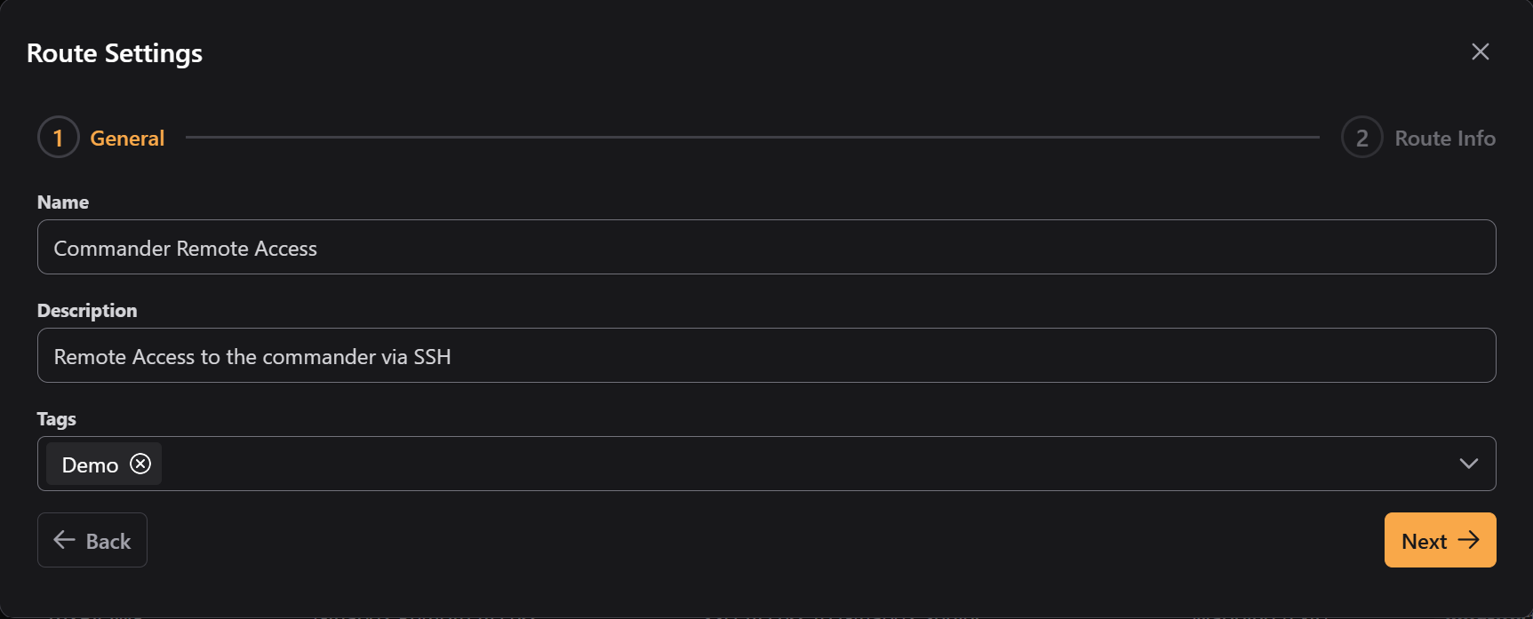 Create Binding Route Modal 1