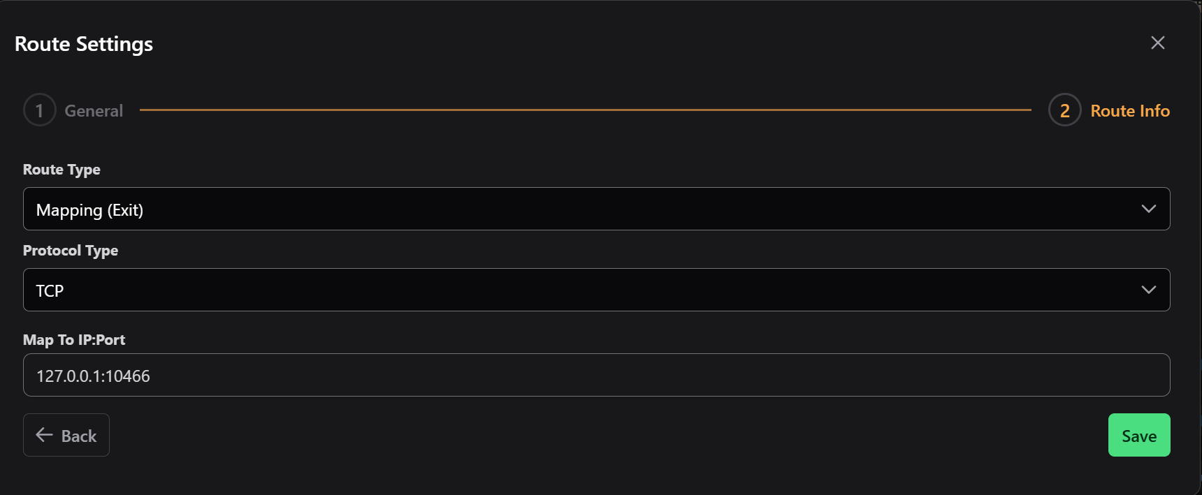 Create Route Modal 2