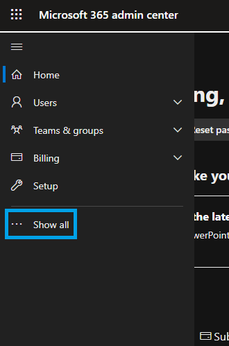 Admin Panel Showing Show All Option