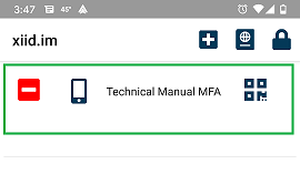 XOTC Authenticator with security profile highlighted