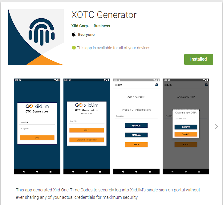 XOTC Mobile App Page